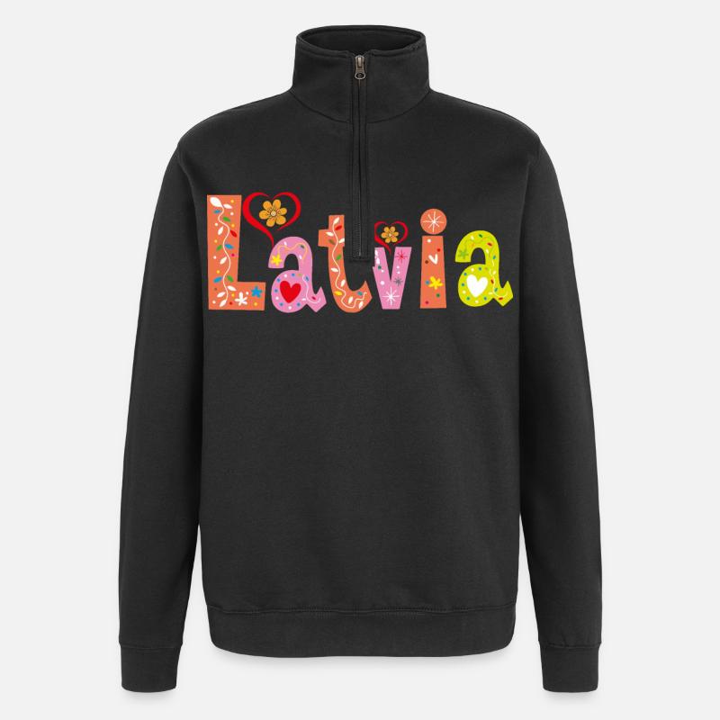 Personalized Latvia Name - Quarter-Zip Sweatshirt - black