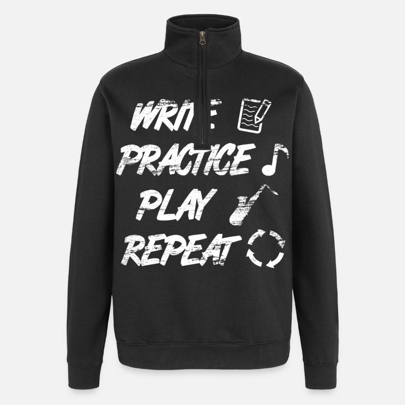 Motivierender Saxophon Spruch - Quarter-Zip-Sweatshirt - Schwarz