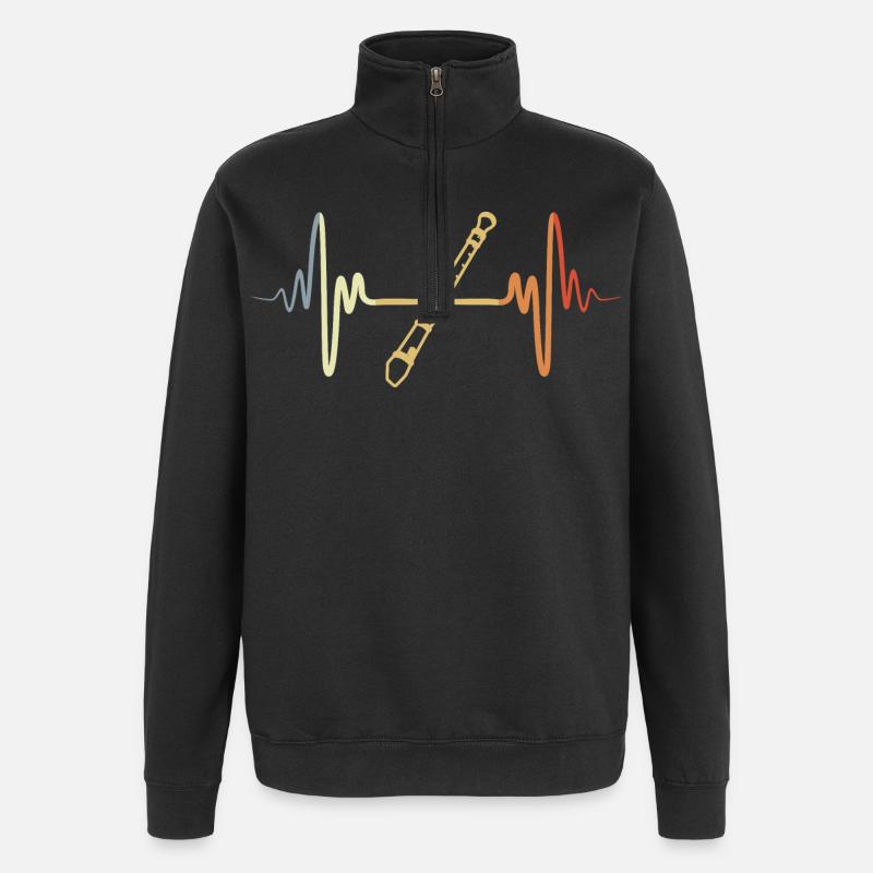 Flûte rétro - Sweat à zip 1/4 - noir