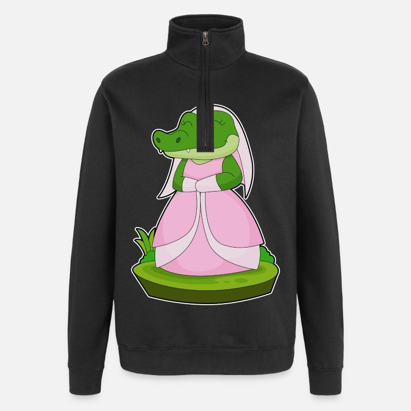 Crocodile voile de mariée mariage - Sweat à zip 1/4 - noir