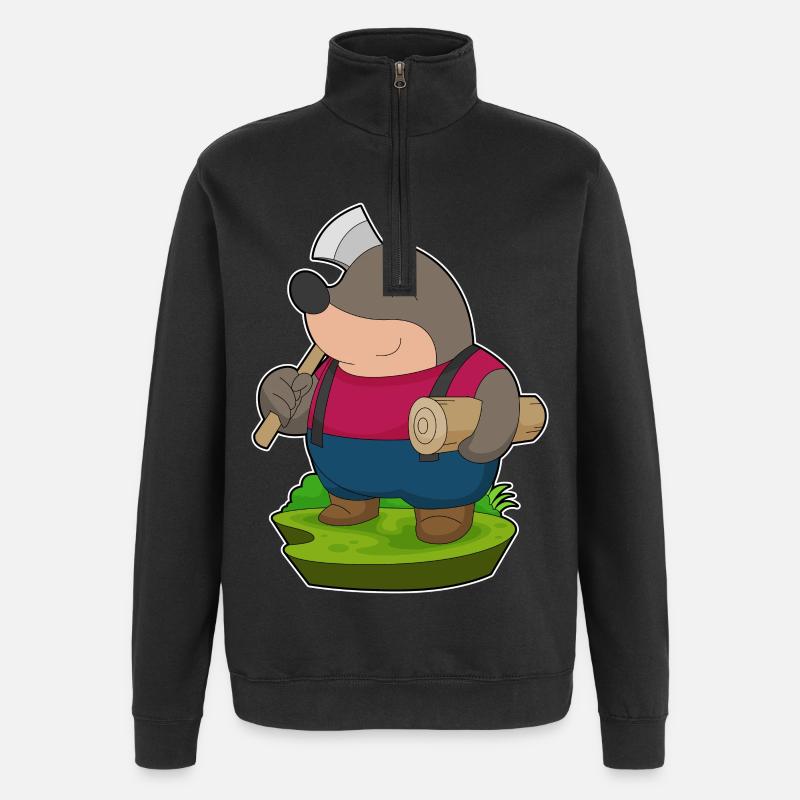 Mole Lumberjack Axe Forest - Quarter-Zip Sweatshirt - black