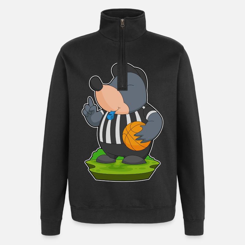Taupe Arbitre Basket-ball - Sweat à zip 1/4 - noir