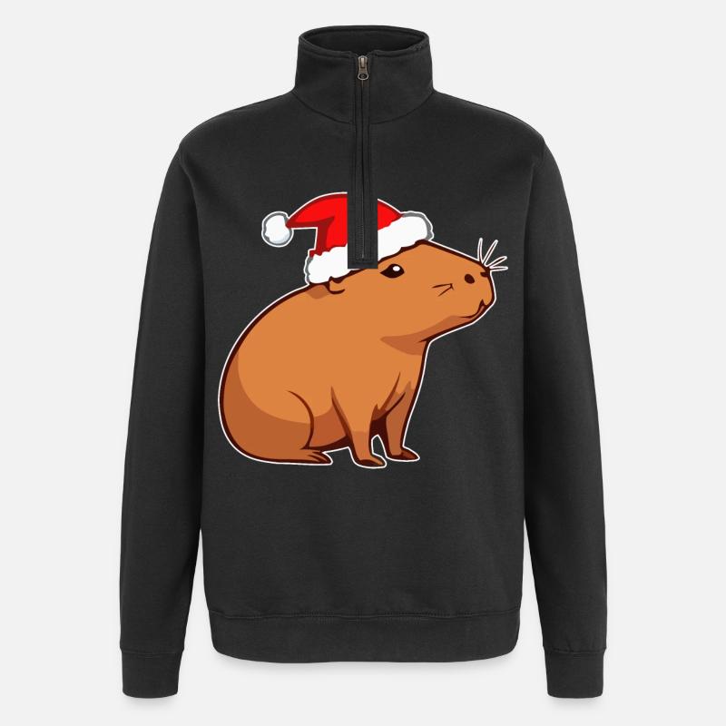 Capybara Christmas - Quarter-Zip Sweatshirt - black