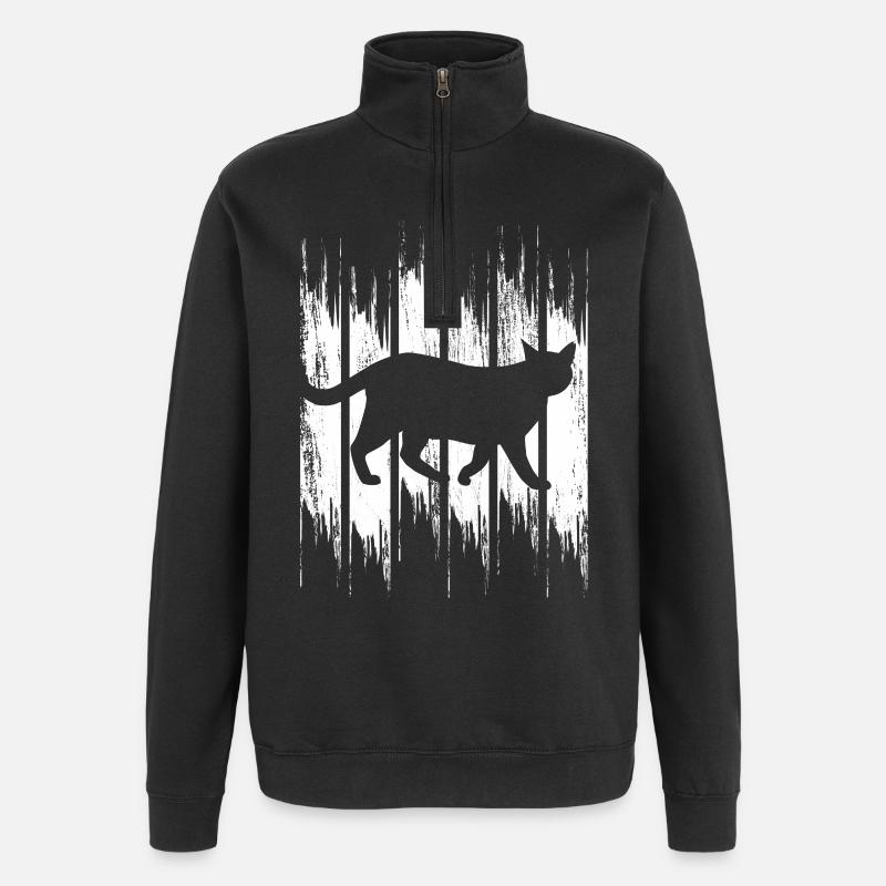 Drôle de chat - Sweat à zip 1/4 - noir