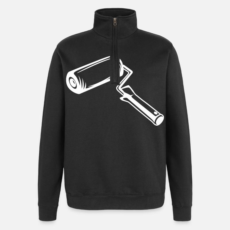 Paint Roller Drawing - Quarter-Zip Sweatshirt - black