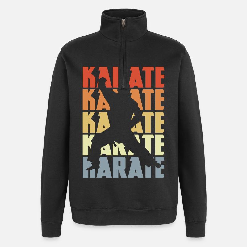 Karaté rétro - Sweat à zip 1/4 - noir