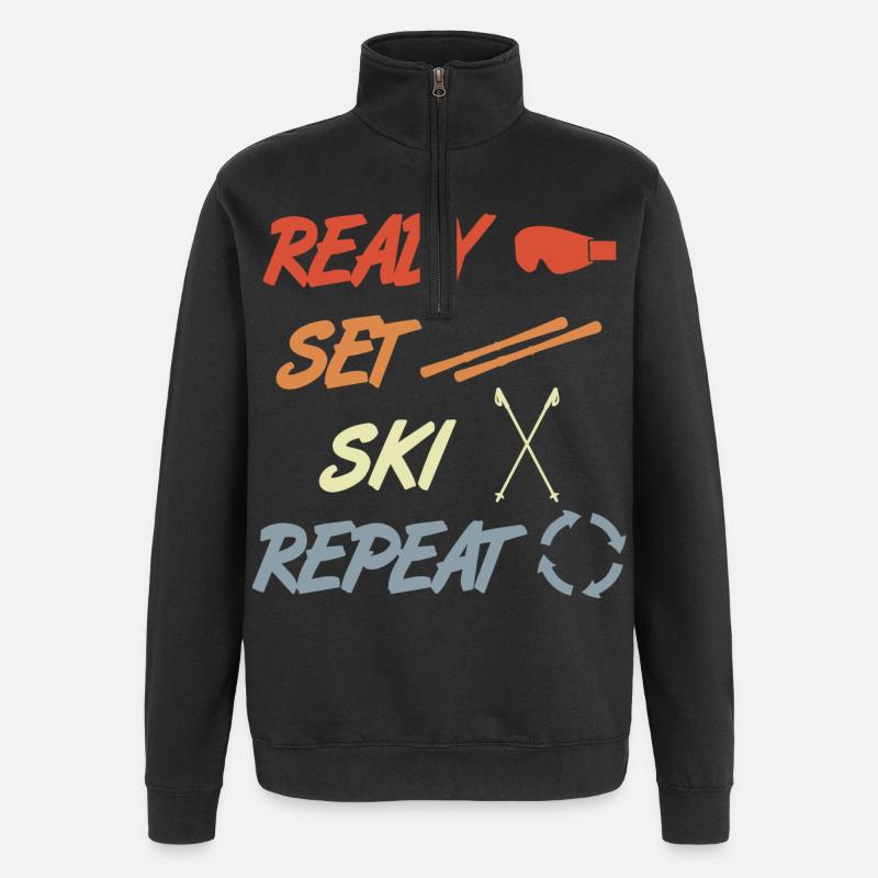 Ready Set Ski Repeat - Quarter-Zip Sweatshirt - black