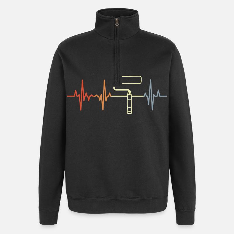 Farbroller Herzschlag - Quarter-Zip-Sweatshirt - Schwarz