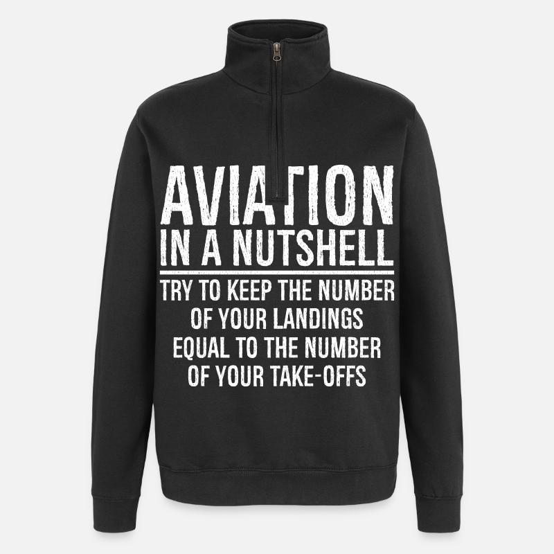 Aviation In A Nutshell Funny - Sweat à zip 1/4 - noir