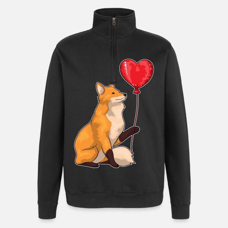 Ballon coeur de renard - Sweat à zip 1/4 - noir