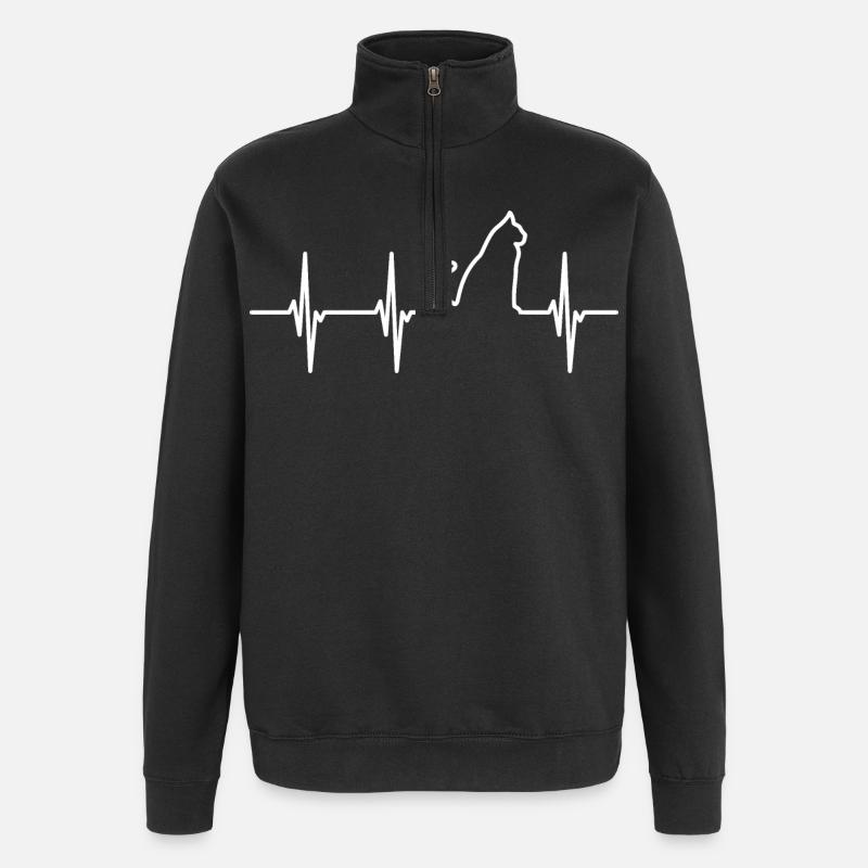 Katzen Pulslinie - Quarter-Zip-Sweatshirt - Schwarz