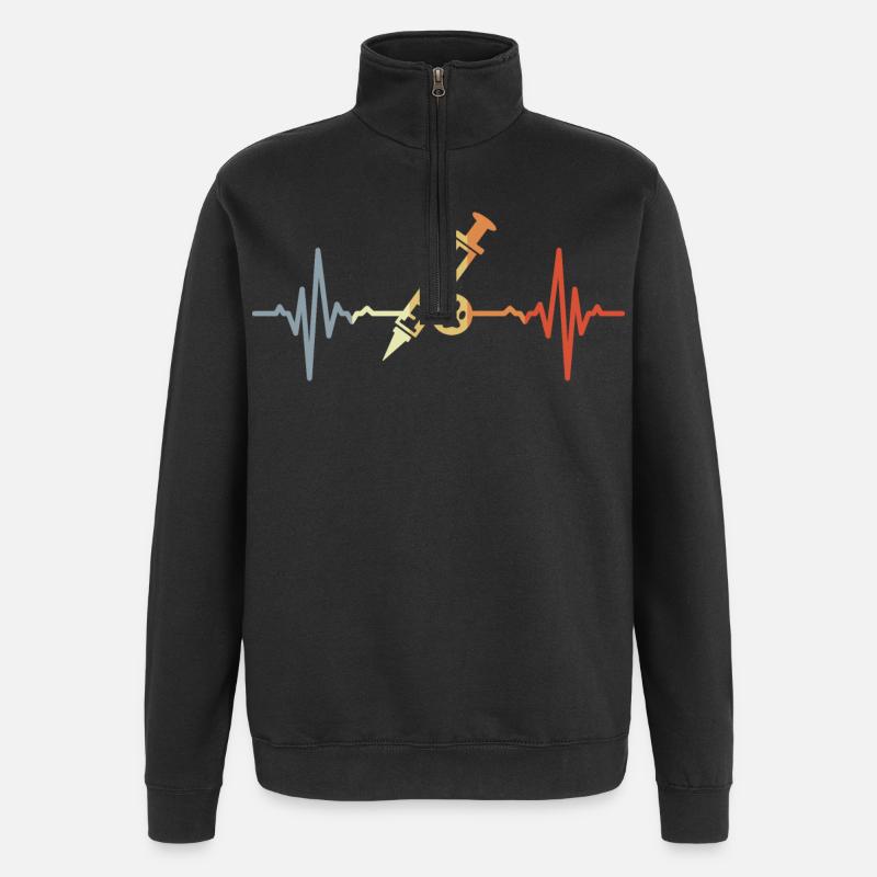 Veterinary Syringe ECG - Quarter-Zip Sweatshirt - black