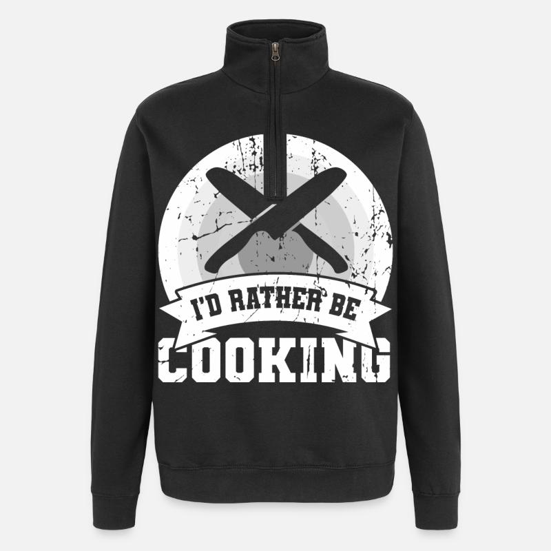 Je préfère cuisiner - Sweat à zip 1/4 - noir