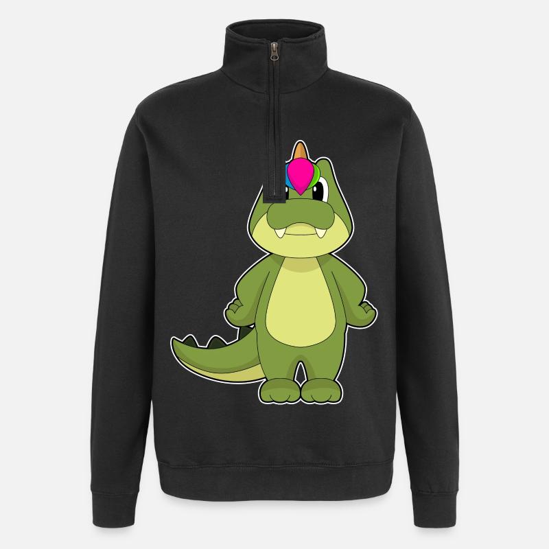 Krokodil Einhorn - Quarter-Zip-Sweatshirt - Schwarz