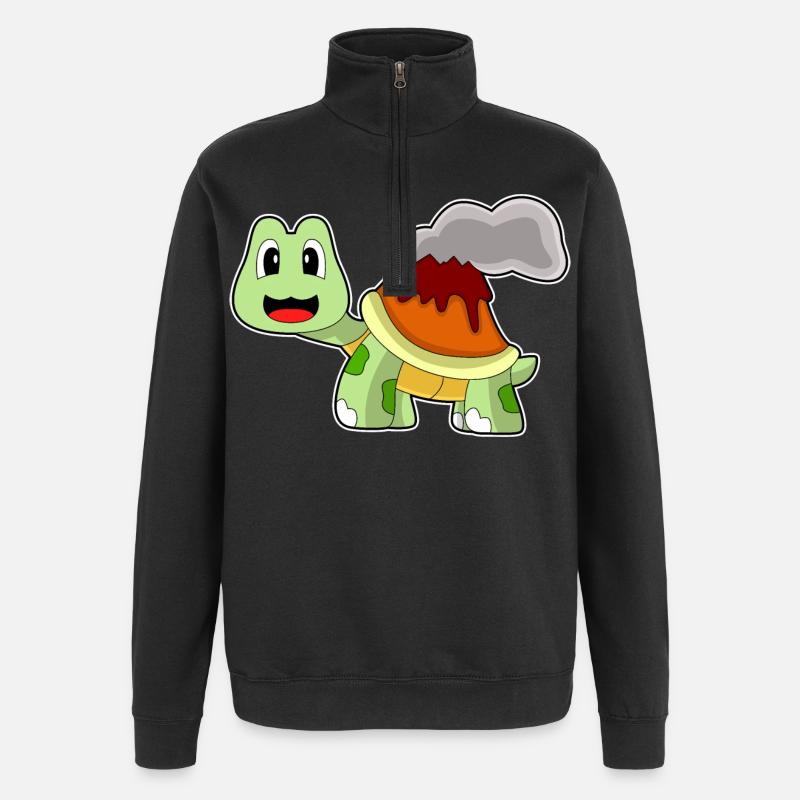 Turtle Volcano - Quarter-Zip Sweatshirt - black