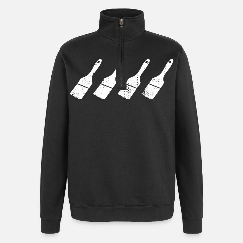 Malerpinsel Skizze - Quarter-Zip-Sweatshirt - Schwarz