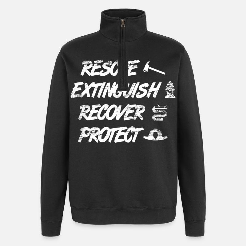 Dicton de pompier - Sweat à zip 1/4 - noir
