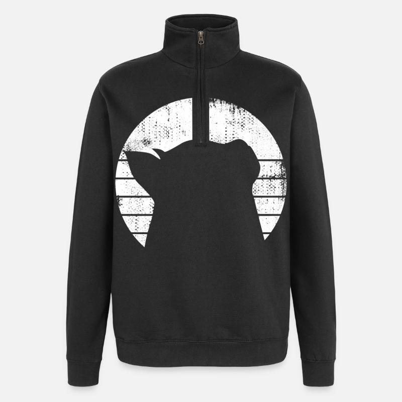 Dessin de chat - Sweat à zip 1/4 - noir