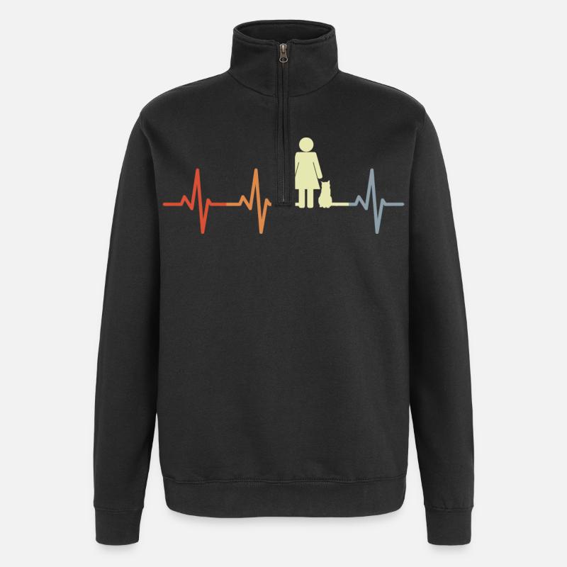 Chat Maman Battement de cœur - Sweat à zip 1/4 - noir