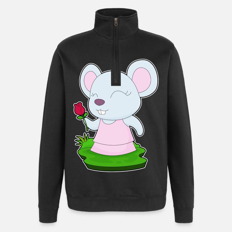 Mouse Rose - Quarter-Zip Sweatshirt - black