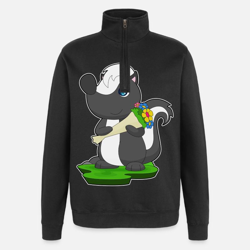 Skunk Bouquet - Quarter-Zip Sweatshirt - black