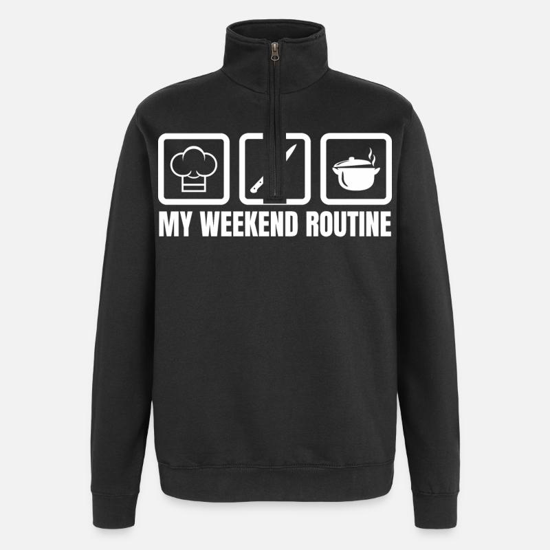 Week-end de cuisine - Sweat à zip 1/4 - noir