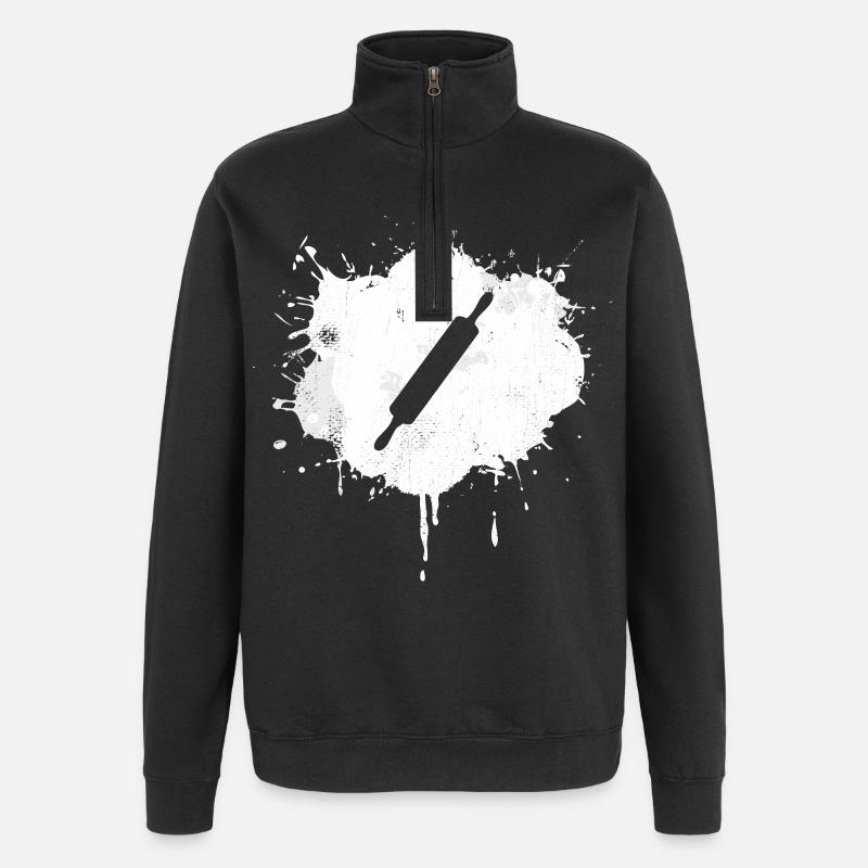 Rolling Pin Drawing - Quarter-Zip Sweatshirt - black