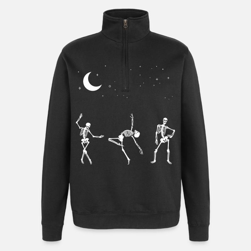 Dancing Squelettes Étoiles Lune Nuit - Sweat à zip 1/4 - noir