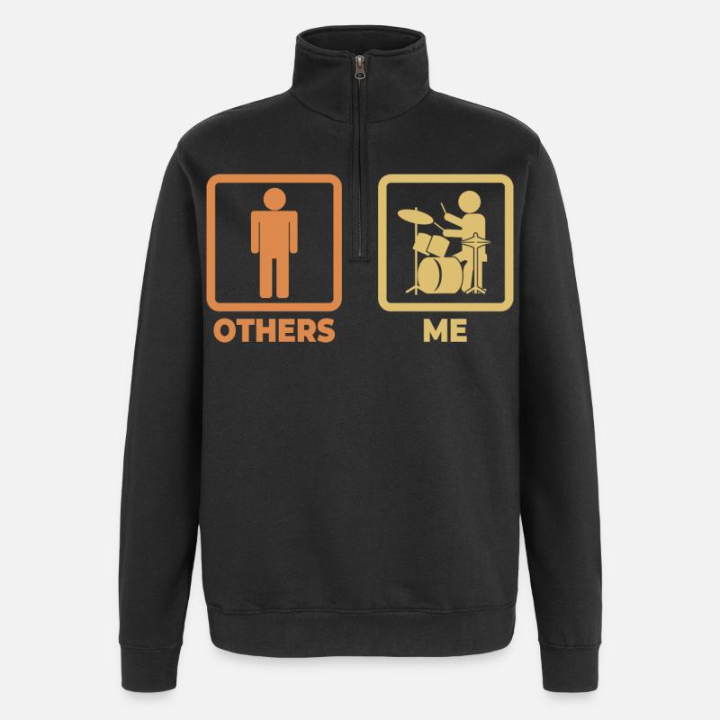 Figurine bâton de batteur - Sweat à zip 1/4 - noir