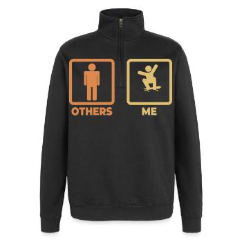 Skater Strichmännchen - Quarter-Zip-Sweatshirt - Schwarz - Vorne - AI Model Female 172 light (172cm) & AI Model Male 178 dark (178cm)