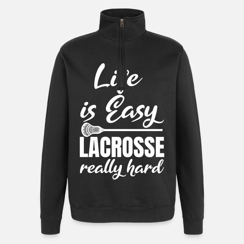 Lacrosse Spieler Motivation - Quarter-Zip-Sweatshirt - Schwarz