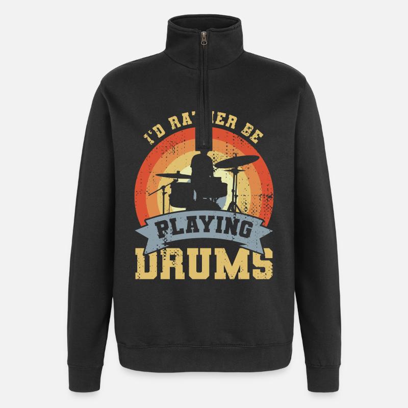 Drummer Spruch - Quarter-Zip-Sweatshirt - Schwarz
