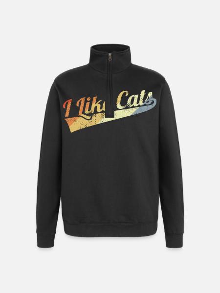 I Like Cats - Quarter-Zip Sweatshirt - black