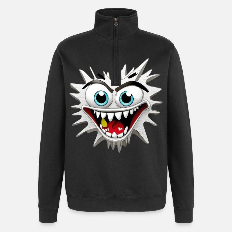 Furchteinflößender und wahnhafter Monsterkopf - Quarter-Zip-Sweatshirt - Schwarz
