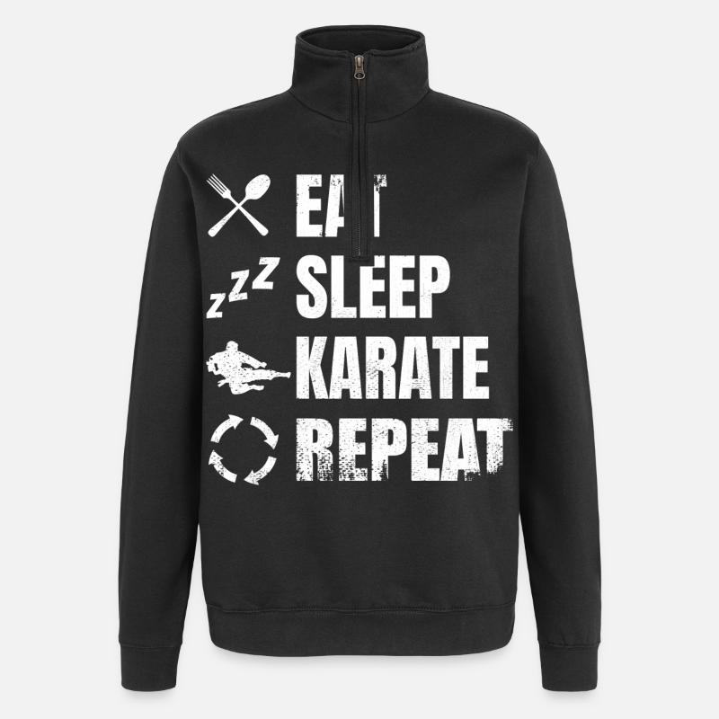 Eat Sleep Karate Repeat - Quarter-Zip Sweatshirt - black