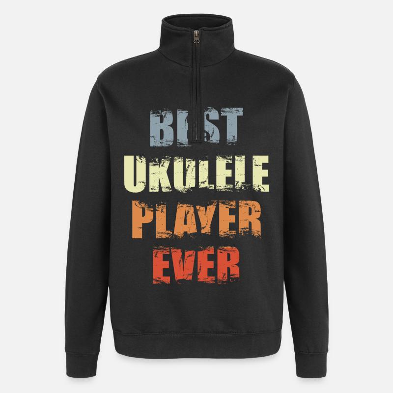 Ukulele Player - Quarter-Zip Sweatshirt - black