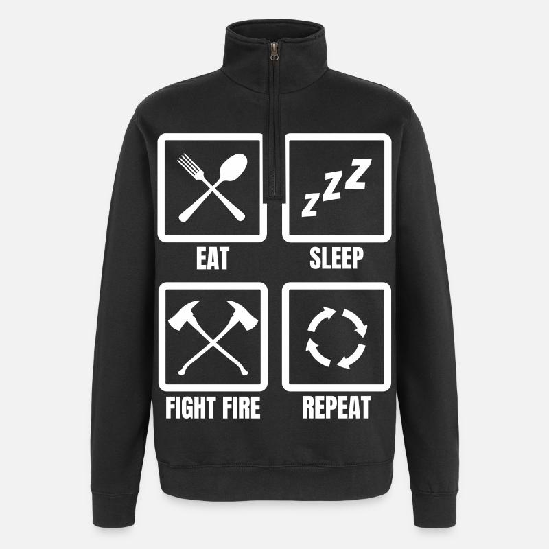 Eat Sleep Fight Fire Repeat - Quarter-Zip Sweatshirt - black