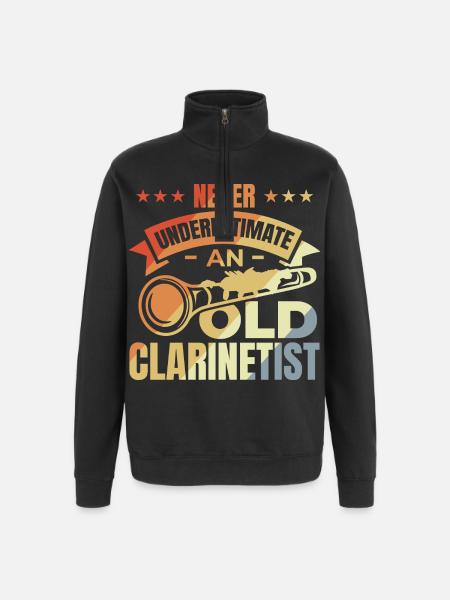 Never underestimate old clarinetists - Quarter-Zip Sweatshirt - black