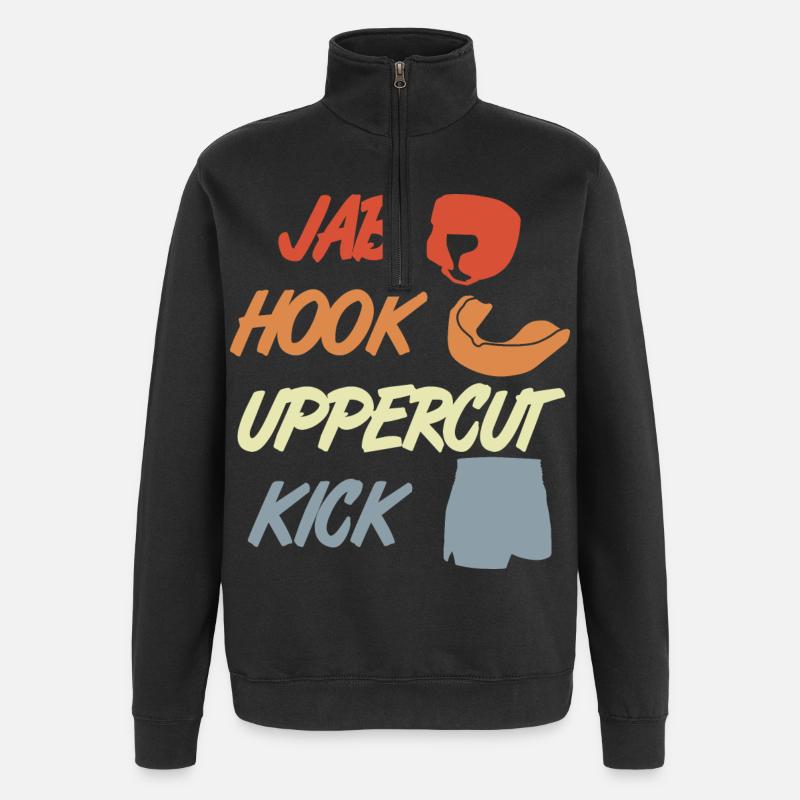 Jab Hook Uppercut Kick - Quarter-Zip Sweatshirt - black