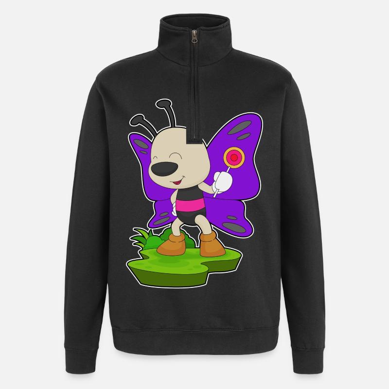 Sucette papillon - Sweat à zip 1/4 - noir
