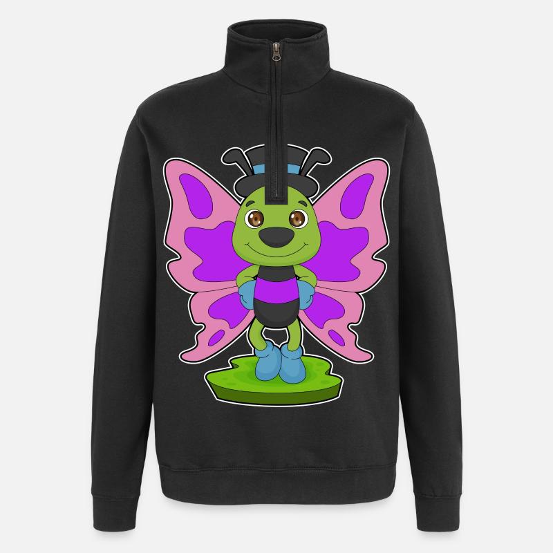 Chapeau papillon - Sweat à zip 1/4 - noir
