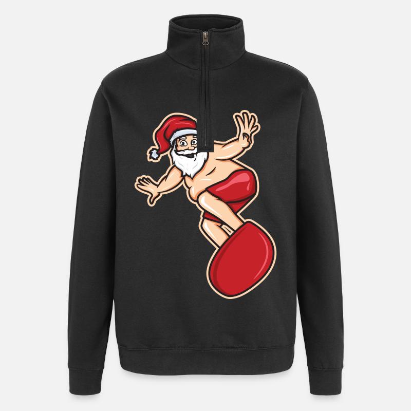 Père Noël surfeur - Sweat à zip 1/4 - noir
