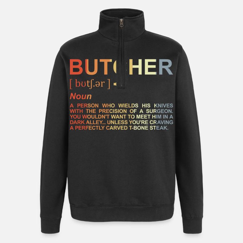 Terme de boucher - Sweat à zip 1/4 - noir