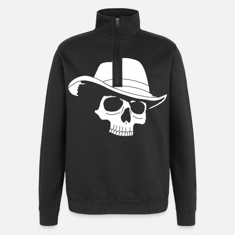 Cowboy Schädel - Quarter-Zip-Sweatshirt - Schwarz