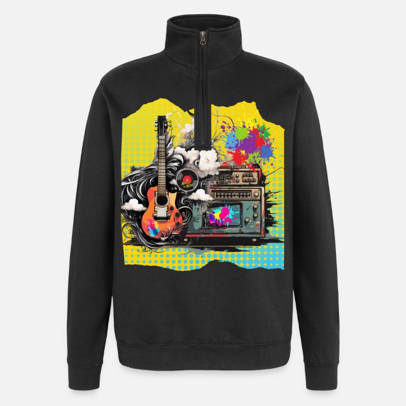 Pop Art Popmusik - Quarter-Zip-Sweatshirt - Schwarz
