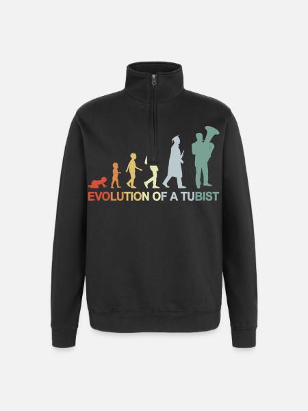 Development of a tuba player - Quarter-Zip Sweatshirt - black