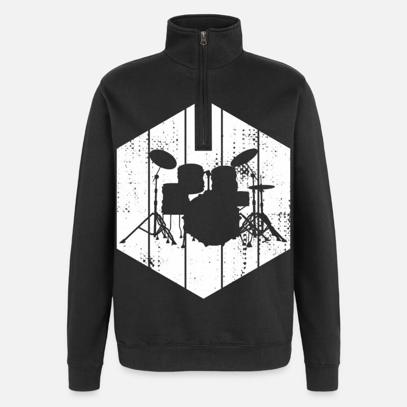 Dessin de la batterie - Sweat à zip 1/4 - noir