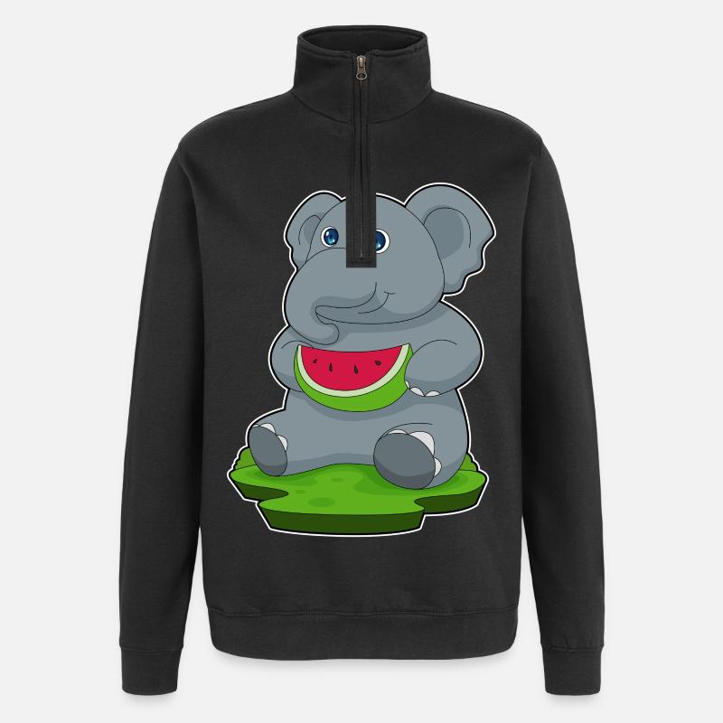 Pastèque éléphant - Sweat à zip 1/4 - noir