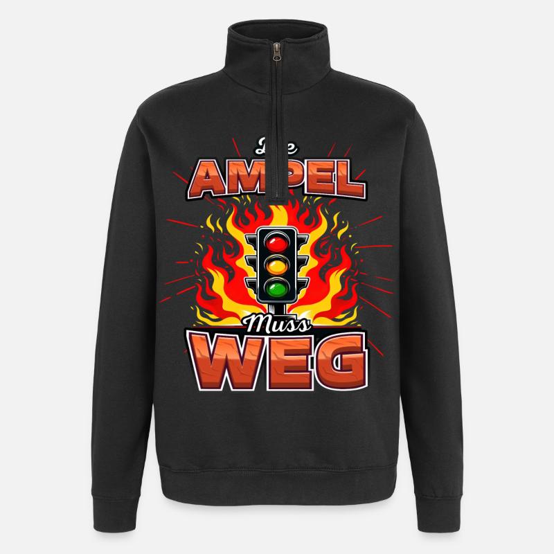 Ampel muss weg - Quarter-Zip-Sweatshirt - Schwarz