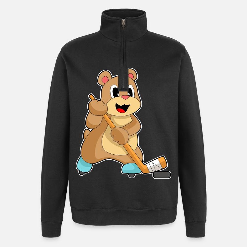 Bär Eishockey Eishockeyschläger - Quarter-Zip-Sweatshirt - Schwarz